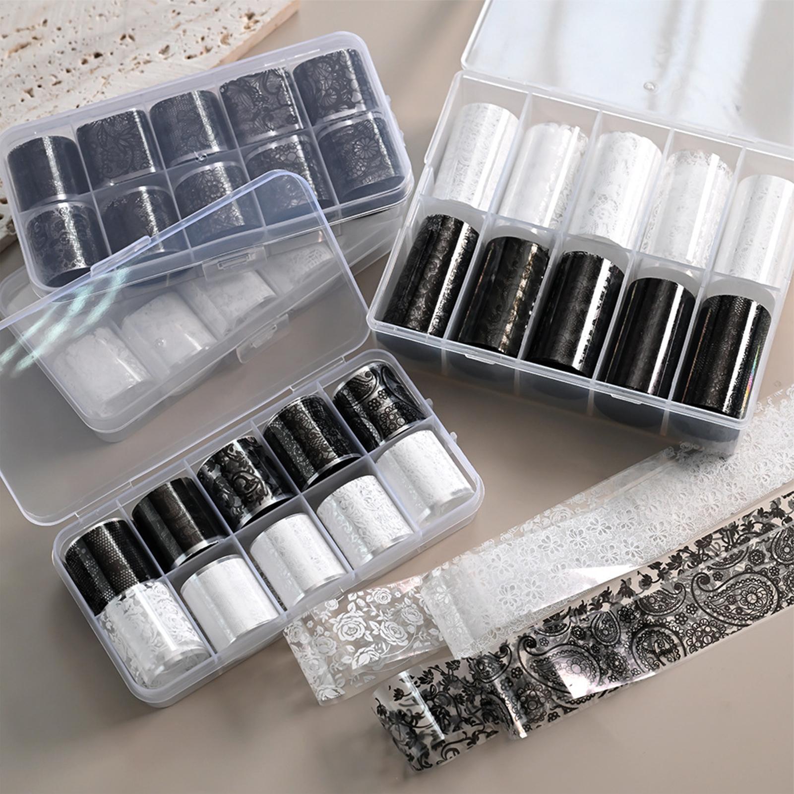 Nail Art Quotes - 10 adet Beyaz Siyah Dantel Çivi
