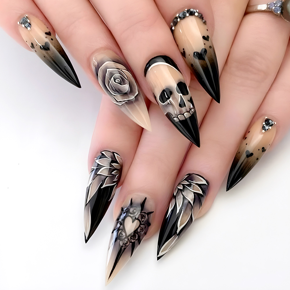 24 adet siyah degrade kafatası - Nail Art Vampire incelemesi ve fiyatı